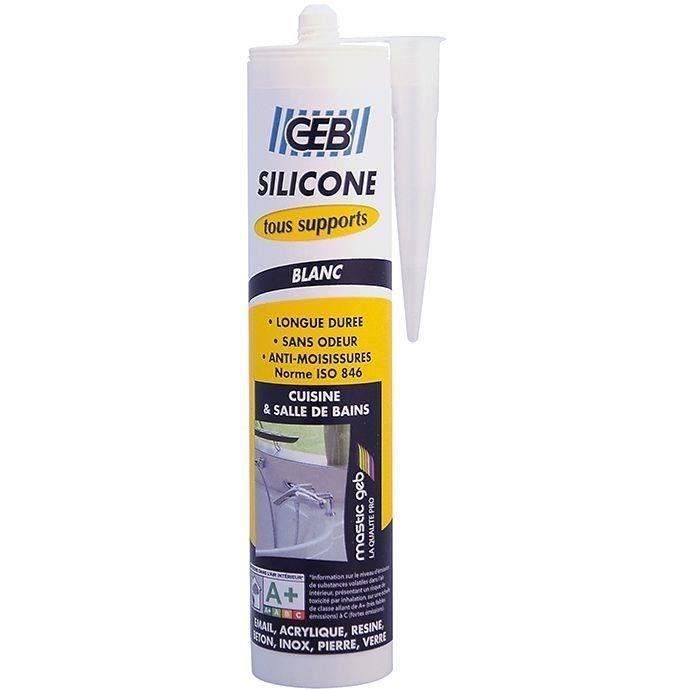 Mastic sanitaire - silicone pour tous supports - blanc - 280 mL