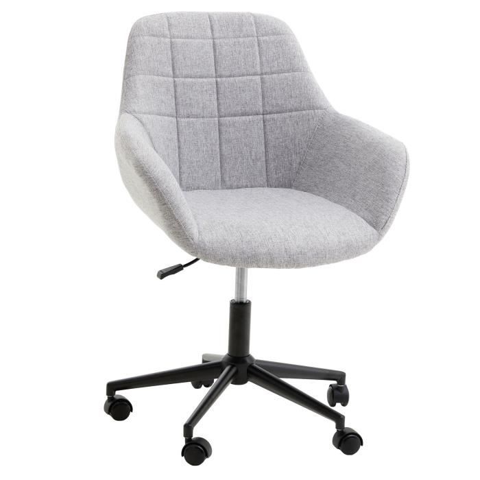 fauteuil de bureau pivotant yankee avec accoudoirs, réglable en hauteur, revêtement en tissu gris - idimex
