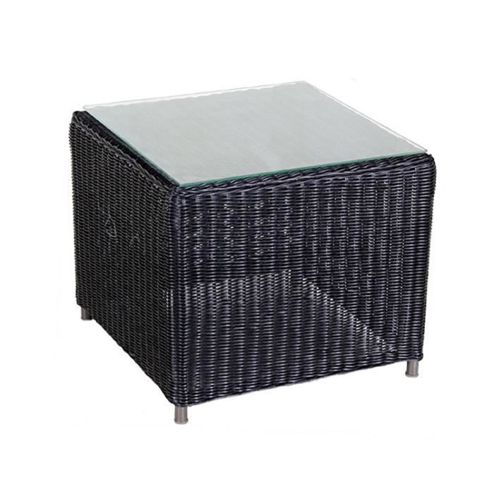 Table D Appoint En Resine Tressee Carree Noire Togu Achat