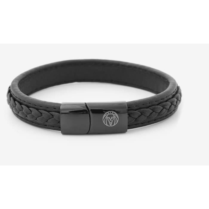 LUCLEON Bracelet En Cuir Noir R tro Taille M Achat Vente
