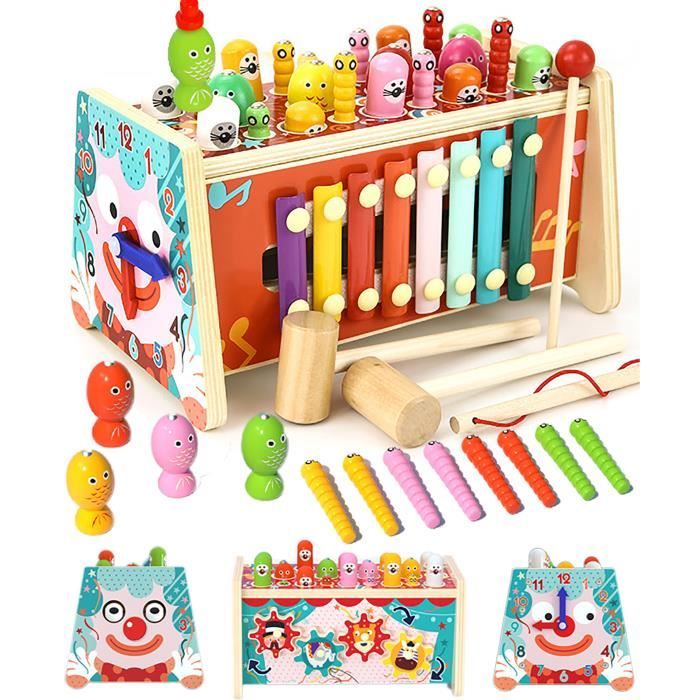 Kit D'instruments De Musique En Bois Montessori - Batterie, Xylophone, Tambourin, Maracas, Clochette - Cadeau éducatif 3-5 Ans