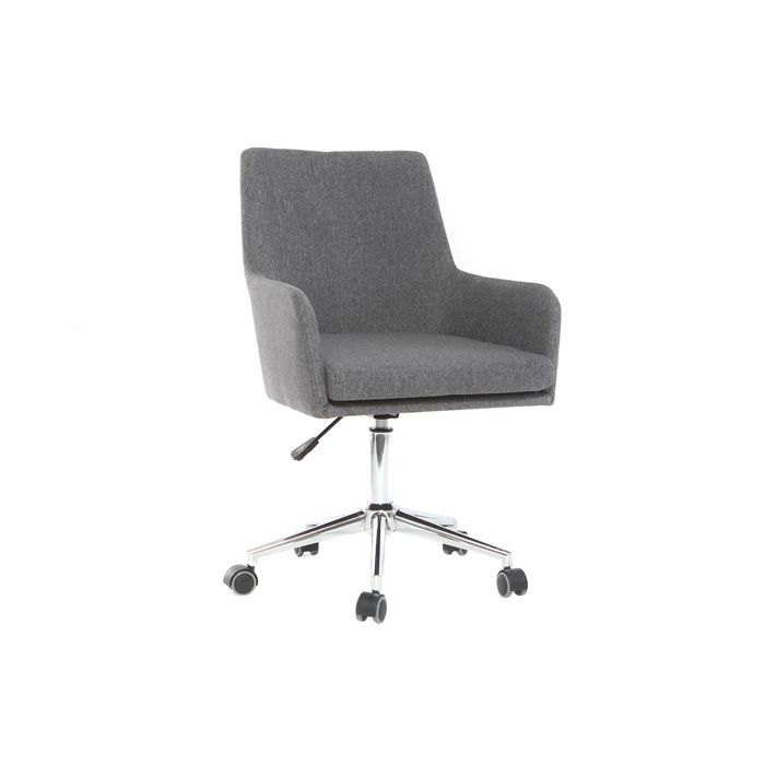 Miliboo - Chaise de bureau à roulettes en tissu gris anthracite et acier chromé SHANA