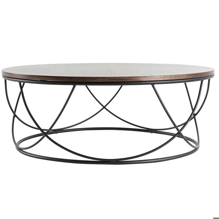 Miliboo Table Basse Bois Fonce Et Metal Noir Ronde 80 Cm Achat