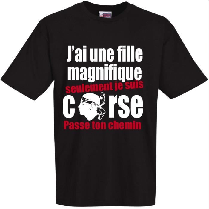 T Shirt J Ai Une Fille Corse 100 Coton Cadeau Fete Des Peres Cadeau De Noel Cadeau D Anniversaire Noir Cdiscount Pret A Porter