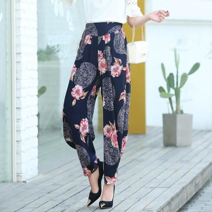 Pantalon Femme Imprime floral Ample Confortable Respirant Rouge2 PD Rouge2 Cdiscount Pret a Porter