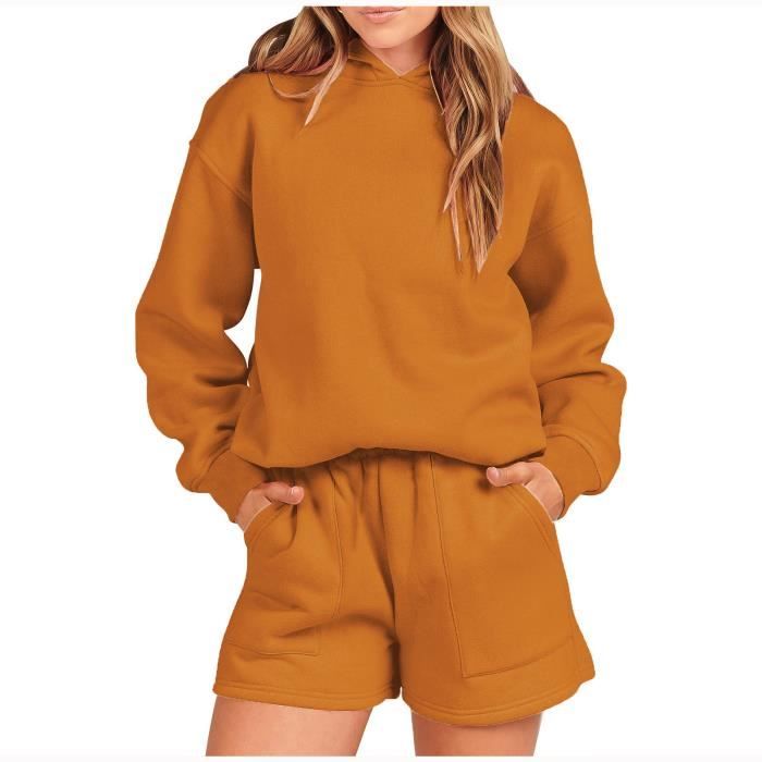 Ensemble survetement femme orange Adidas Pull a capuche et pantalon Manches longues Multisport Orange Cdiscount Pret a Porter