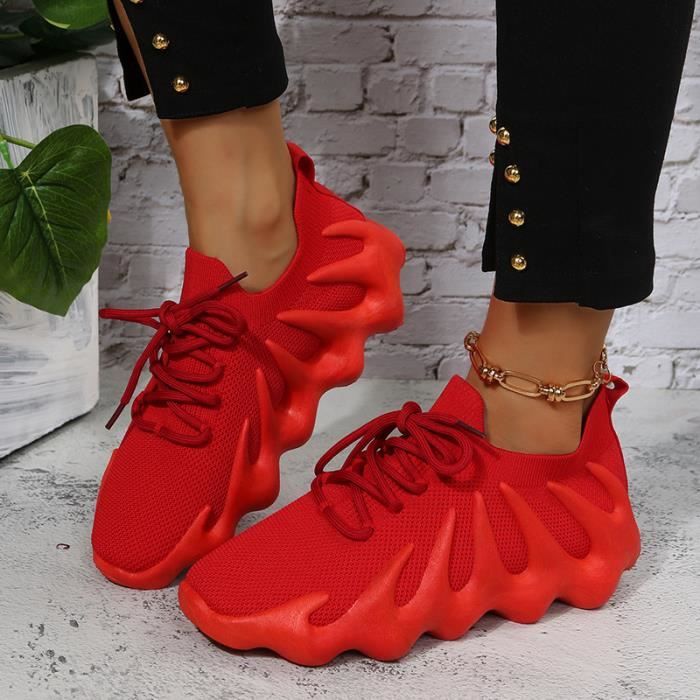 Basket Femme Sport Baskets Enfiler Mesh Sneaker Chaussures Orthopediques Legeres Course Marche Plateforme Casual Sneakers Q7 Rouge Cdiscount Chaussures