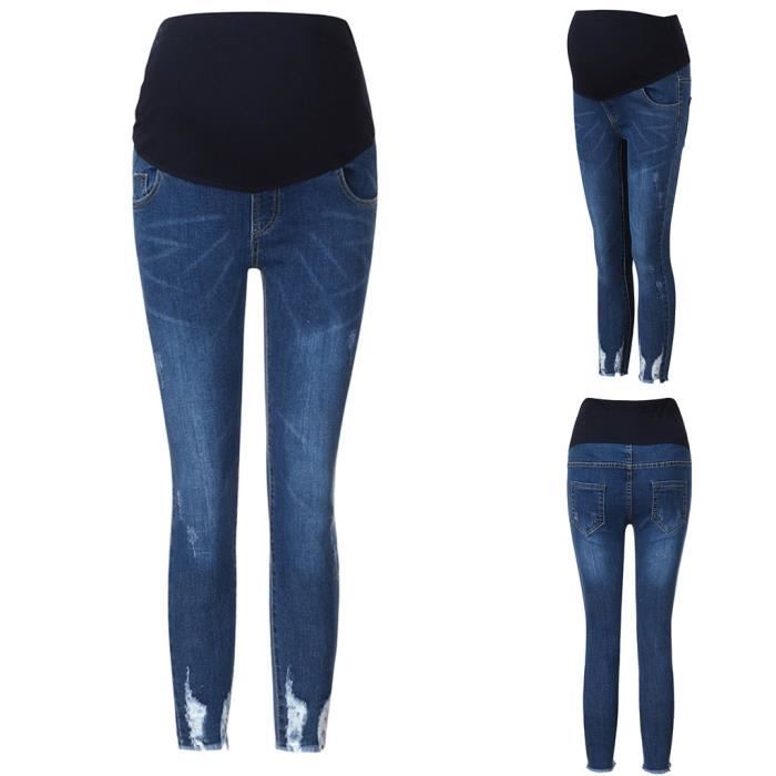 PANTACOURT Femme enceinte jeans d chir s pantalon de maternit