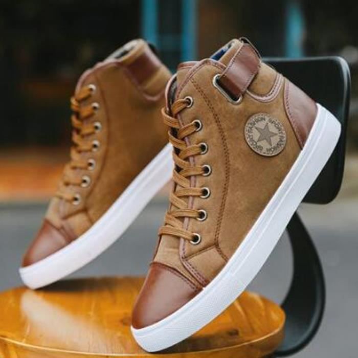 Basket Homme - Haut-dessus - Cuir Marron - Chaussures de Course