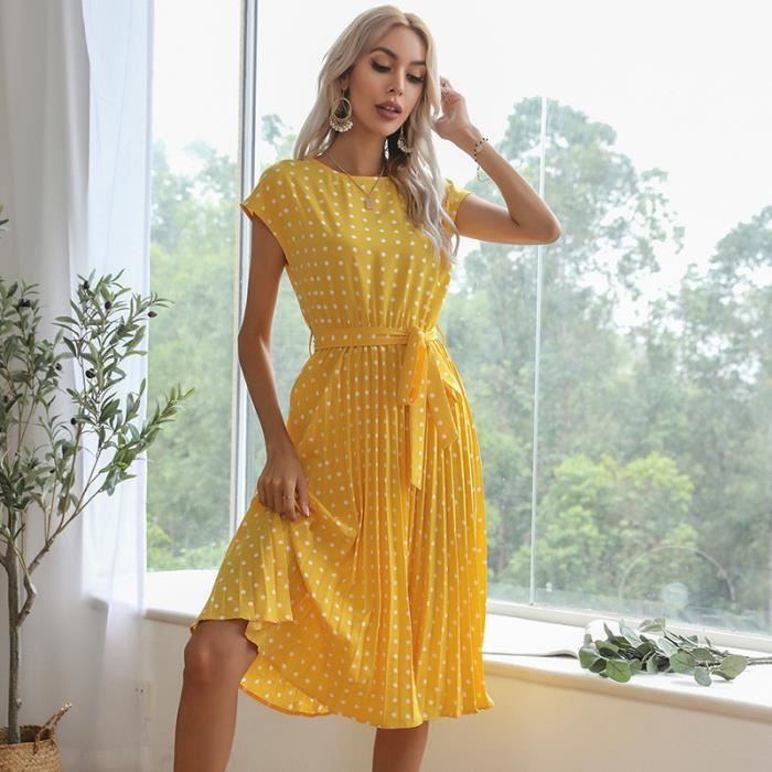 Robe jaune à pois best sale