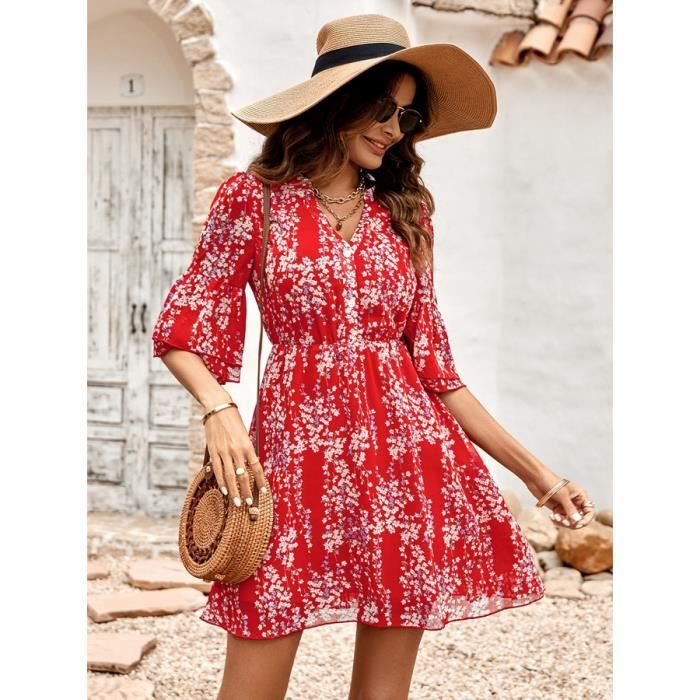 Robe à Volants Taille Haute De Grande Taille