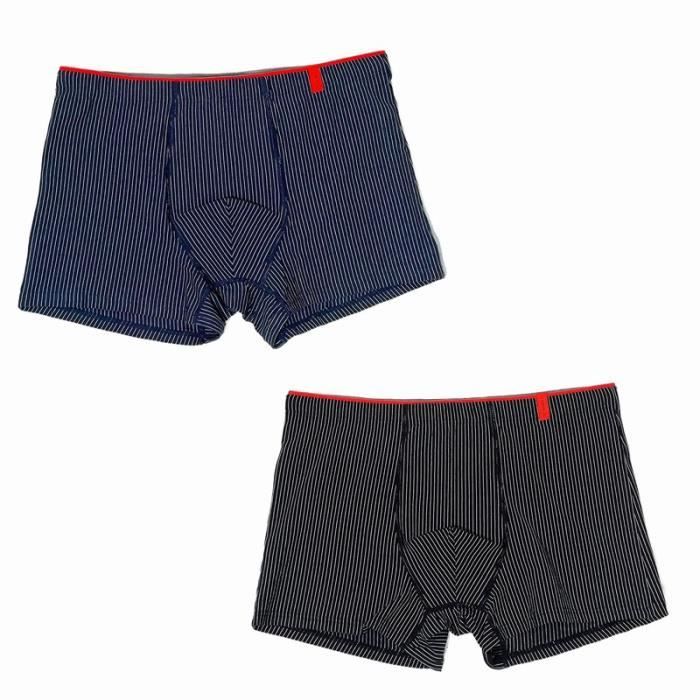 2 pieces Sous vetements respirants pour hommes a rayures Boxer taille mi haute confortable en coton slip haut de gamme jeune homme Gris Cdiscount Pret a Porter