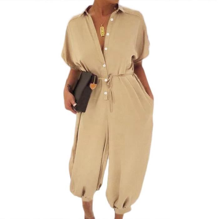 Combinaison leopard pantalon sarouel pour femmes manches courtes RFLWKH Kh Cdiscount Pret a Porter
