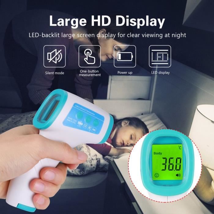 Thermomètre Frontal Sans Contact Bébé Adulte - Mode Frontale Et Objet, écran Rétroéclairé, Mesure En 0.5s