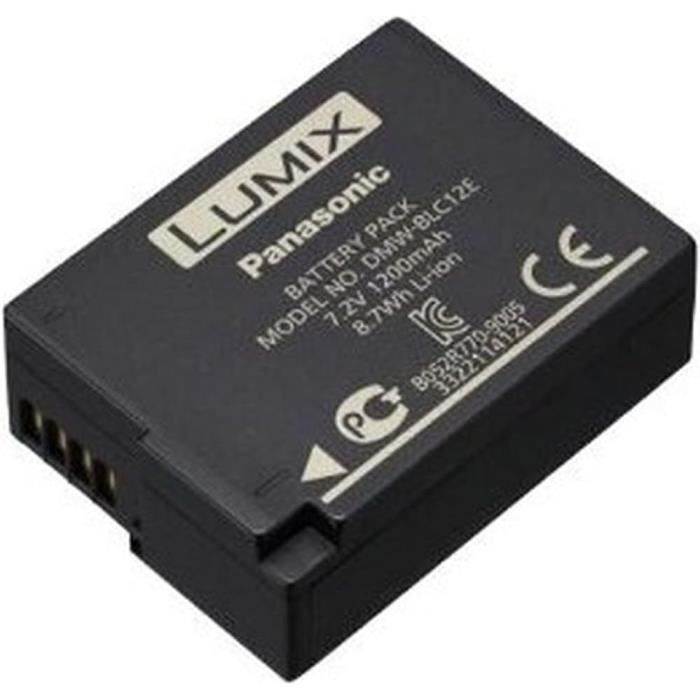 Batterie rechargeable Panasonic Lumix DMW-BLC12E pour G90,G80,G7,GX8,FZ2000,FZ1000 II,FZ1000,FZ300 - Noir