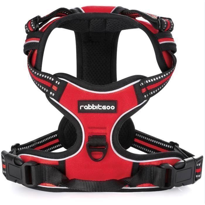 Comparer les prix de Rabbitgoo Harnais Chien L Harnais pour Chien anti traction - Gilet pour chien- Réglable Réfléchissant Matériau Respirant-Rouge
