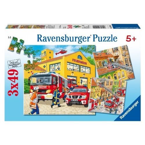 puzzle ravensburger les pompiers au travail - 3 x 49 pièces