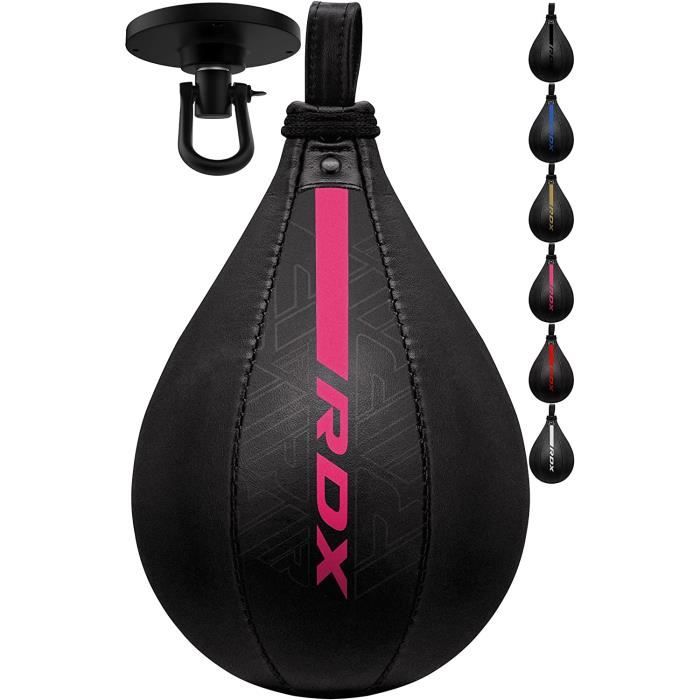 RDX Poire de Vitesse Boxe, Sac de Boxe, Cuir Speed Punching Ball, Plafond Pivotant RotuleD'entraînement Karate Fitness, Rose