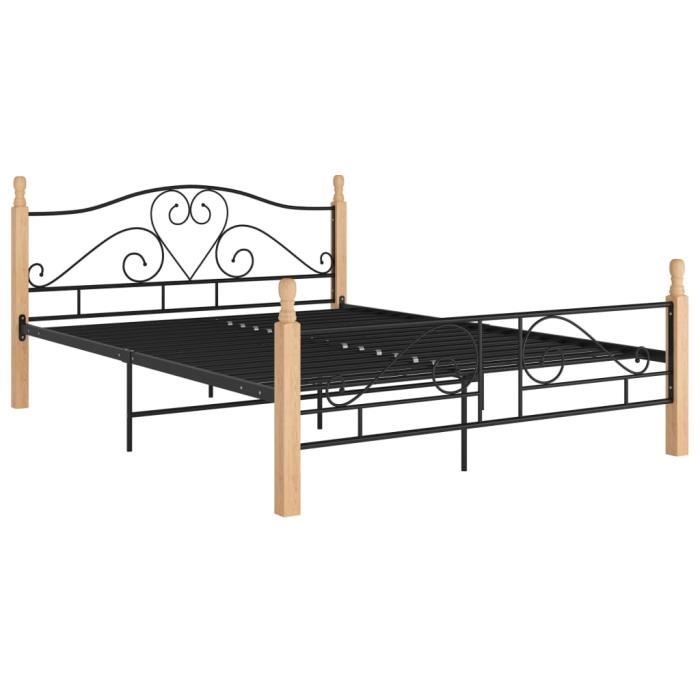 Lit Double, Cadre de lit en métal, pour Matelas de 140 x 190 cm, pour