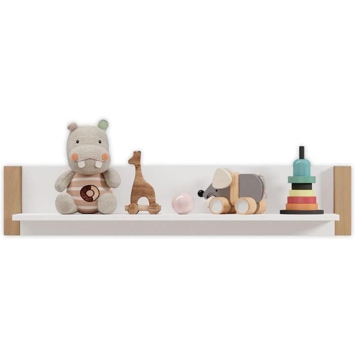 Étagère Bébé Personnalisable En Bois - Kit D'empreintes Inclus, Décoration Chambre Enfant (forme Maison, Couleur Bois Naturel)