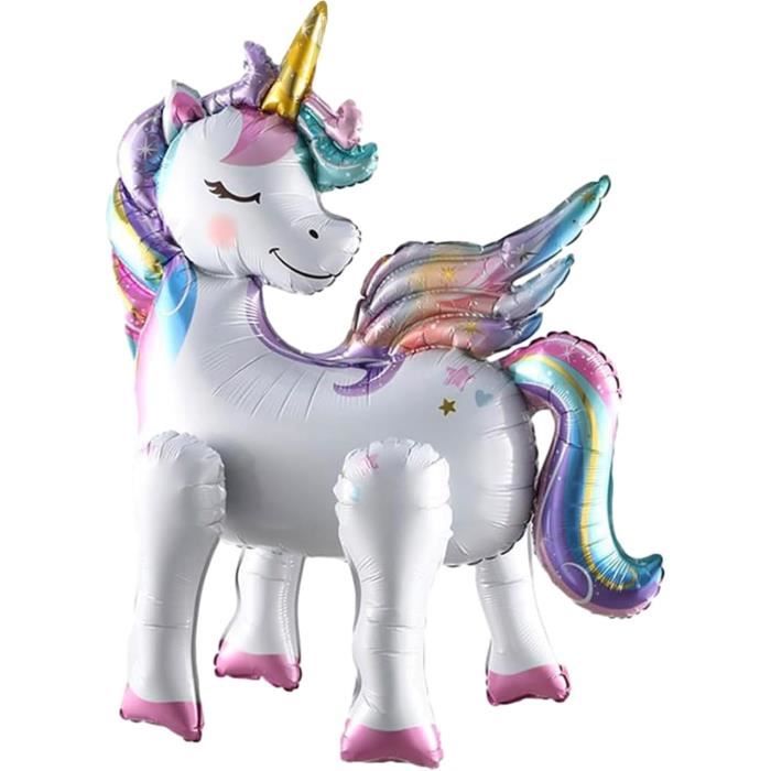 Lot De 5 Ballons Aluminium Licorne Et étoiles - Pour Anniversaire Fille, Baby Shower - Gonflage Hélium Ou Air - 2