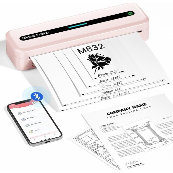Papier Thermique A4 100 Feuilles - Sans BPA/BPS - Pour Imprimantes Portables Thermiques