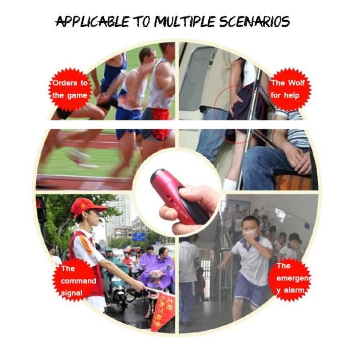 Sifflet électronique Triple Ton - 120 Décibels - Pour Coachs, Arbitres Et Enseignants - Avec Piles Incluses - 2