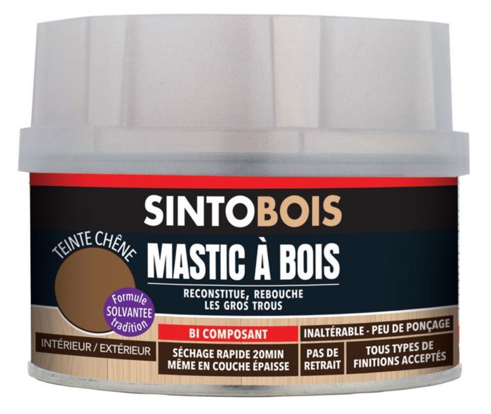 Mastic sans styrène SINTOBOIS chêne 550g + 30g - SINTO - 33701