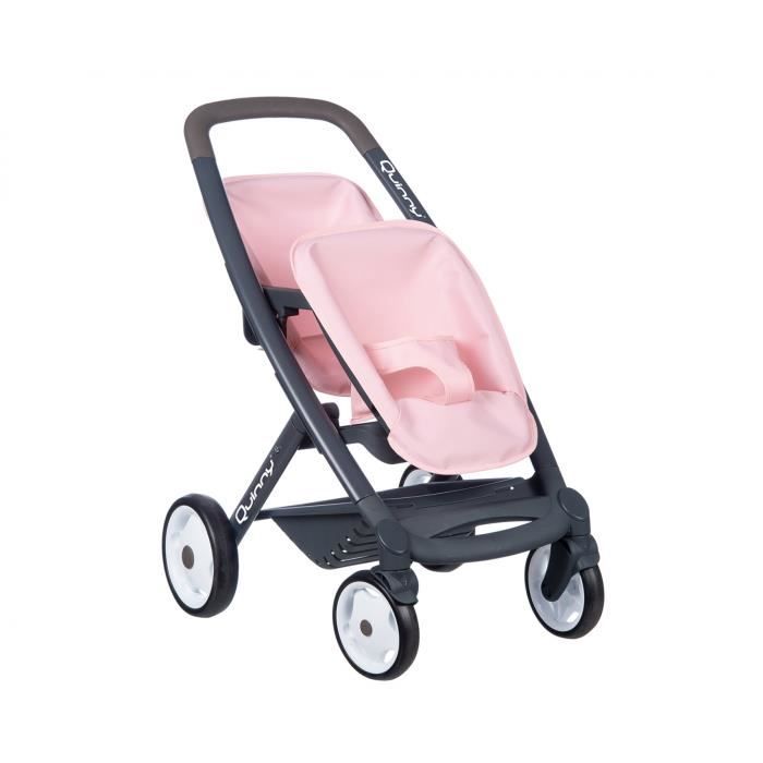 smoby - maxi cosi - pousette jumeaux - poupée 42 cm maximum - rose - dès 3ans