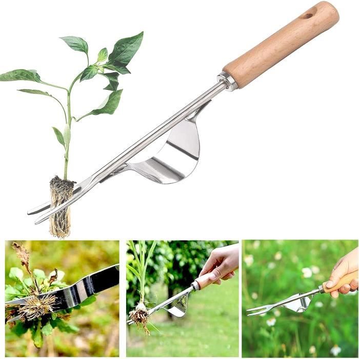 Désherbeur Jardin En Acier Inoxydable - Double Tranchant, Manche Ergonomique - Pour Chiendent, Légumes, Pelouse, Ferme