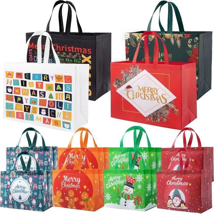 Sac Cadeau Noel Grand Format 12 Pochette Cadeau Noel 4 Grand 43 * 32 * 17cm  8 Moyen 32.5 * 25 * 17cm Sac Noel Reutilisable[S574] - Cdiscount Beaux-Arts  et Loisirs créatifs