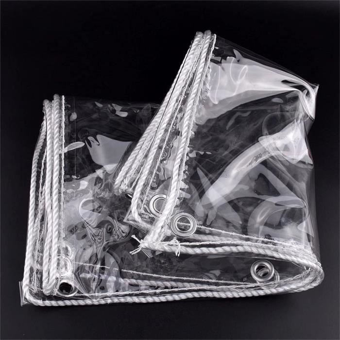 FWTXZTER Bâche Étanche, 2X3 Bâche Transparente Avec Œillet, PE Couverture Iperéable Claire