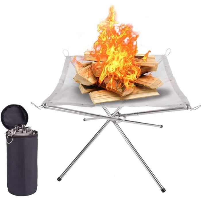 Foyer De Camping Pliable En Acier Inox 304 - Grille BBQ Portable Avec Sac De Transport | Pour Feu De Camp Et Grillade