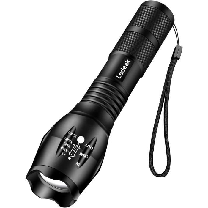 Lampe torche LED ultra-puissante de 1800 lumens, rechargeable par USB, 3 modes, lampe torche tactique en alliage d'aluminium XHP160, IPX6 | Leroy Merlin Lampe torche LED ultra-puissante de 1800 lumens, rechargeable par USB, 3 modes, lampe torche tactique en alliage d'aluminium XHP160, IPX6 | Leroy Merlin