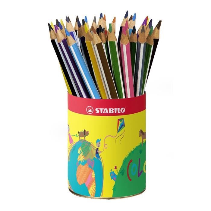 STABILO Trio - Pot métal - lot de 38 crayons de couleur