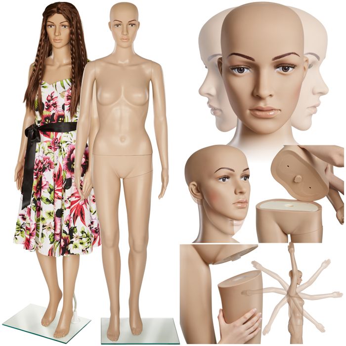 tectake mannequin femme de vitrine a tete pivotante et inclinable en plastique 172 cm cdiscount maison