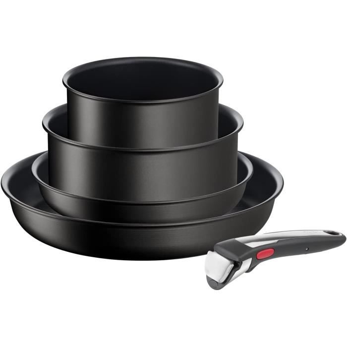 Tefal Ingenio Unlimited On L3959543 Ensemble de casseroles et poeles empilables a induction, nettoyage facile, revetement ant
