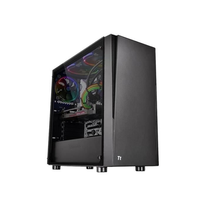 Boîtier PC Thermaltake Versa J21 TG Edition – Tour Mid-Tower, Panneau Verre Trempé, Noir – Support ATX, AIO