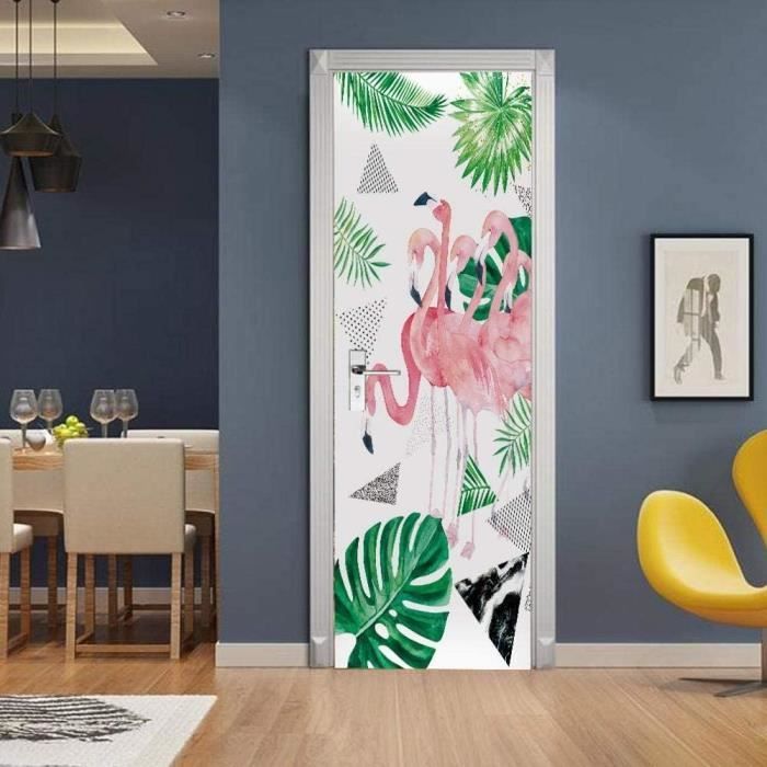 Autocollant Porte 3D Japonais 83x205cm - Peinture Encre Architecturale PVC Étanché Gris