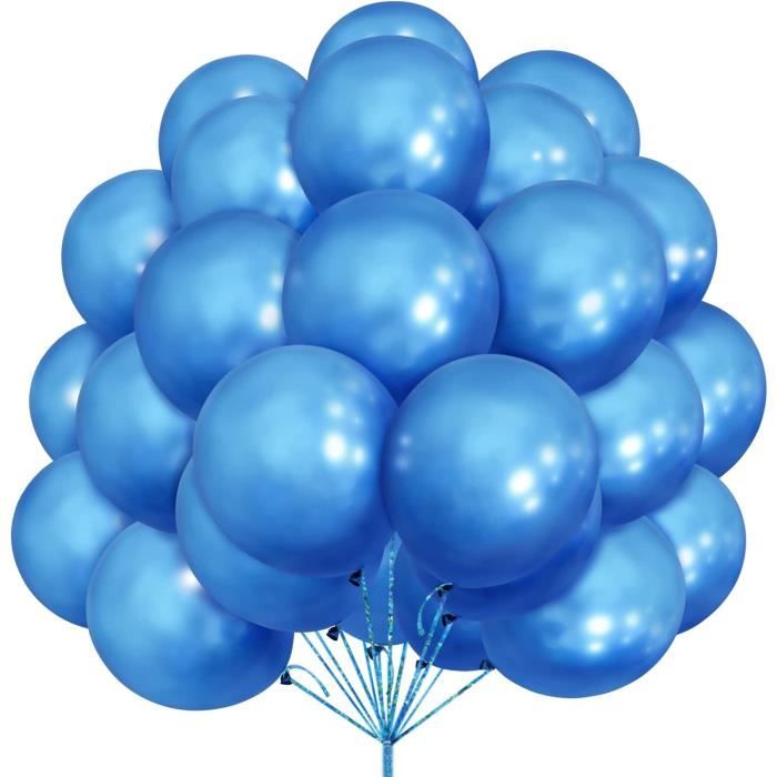 60 Ballons Bleu Métallisé 12 Pouces - Chrome Bleu Et Macaron - Neufs