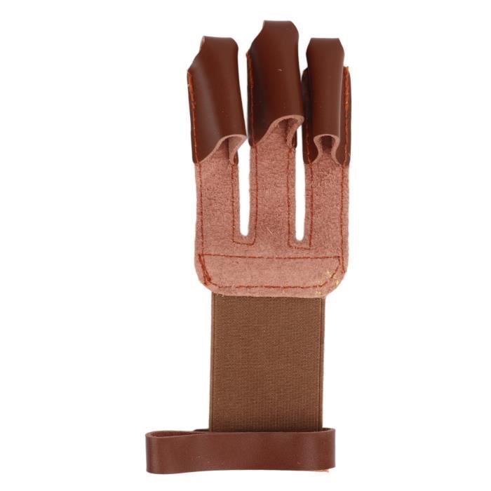 Accessoire Tir Arc Classique MiOYOOW Gants De Tir à L'Arc 3 Doigts En Cuir - Dragonne Réglable - Protection Chasse, Arc Classique - MiOYOOW Gant Tir A L'arc