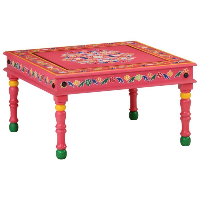vidaXL Table basse rose bois de manguier massif peint à la main 353762