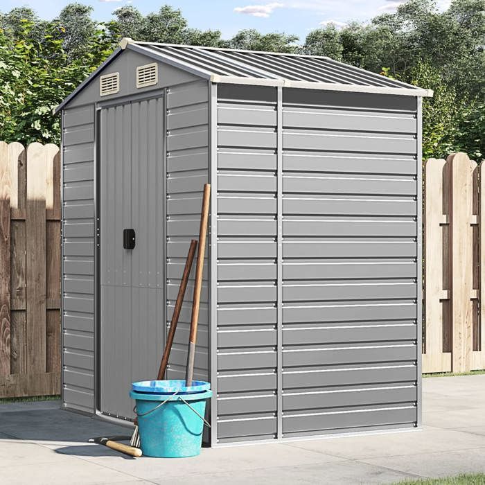 vidaXL Abri de Jardin Cabane à Outils avec Poignées Remise à Outils avec Toit Inclinable Abri de Rangement Patio Gris 3188242