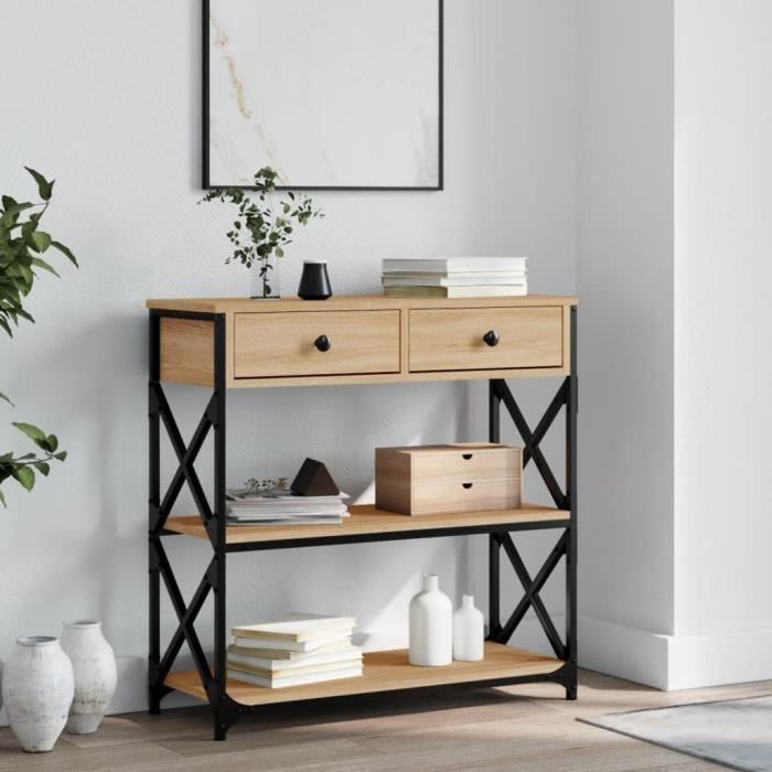 VidaXL Table console noir 75x19,5x75 cm bois d'ingénierie 834135