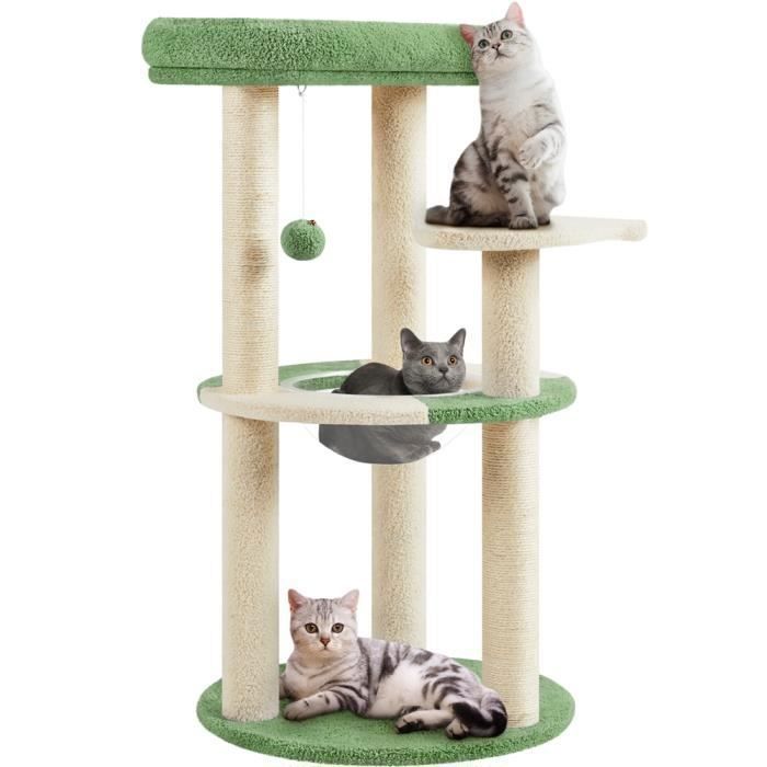 Comparer les prix de Yaheetech Arbre à Chat Design Océan Tour pour Chat Chaton avec Perchoir Poisson Niche Griffoirs Poteaux 90cm Vert-Beige