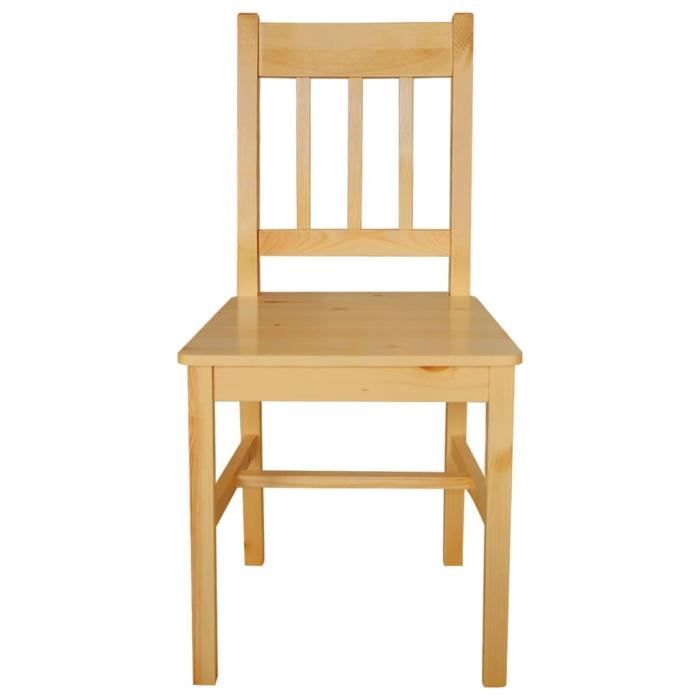 chaises de salle à manger en bois de pin naturel - yosoo - lot de 4 - design simple et élégant