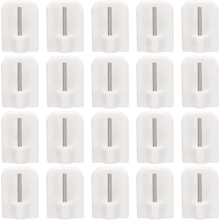 RA09690-Lot De 20 Supports Crochets Adhésifs Autocollant Pour Tringle