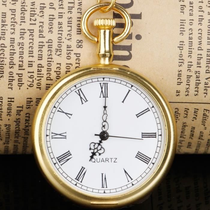 Montre à Gousset Mécanique Rétro Avec Chaîne 80 Cm - Style Steampunk, Argent - Mouvement Mécanique à Remontage