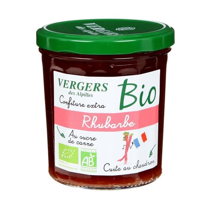 Confiture Extra Rhubarbe Bio Vergers Des Alpilles 370 G