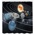 Abakuhaus Galaxie Rideau de Douche, Système solaire Sun Planètes, 175 x 200 CM, Gris noir-1